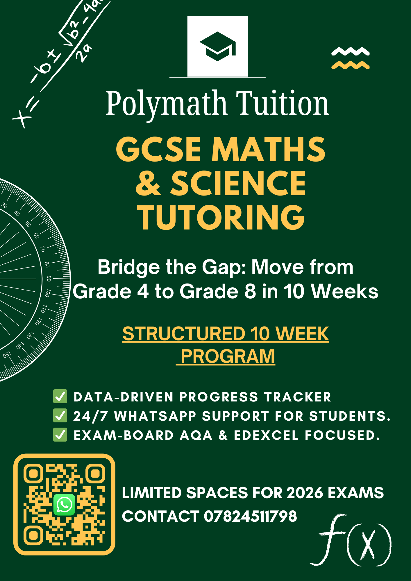 Polymath Tuition GCSE Maths & Science 10‑week program poster